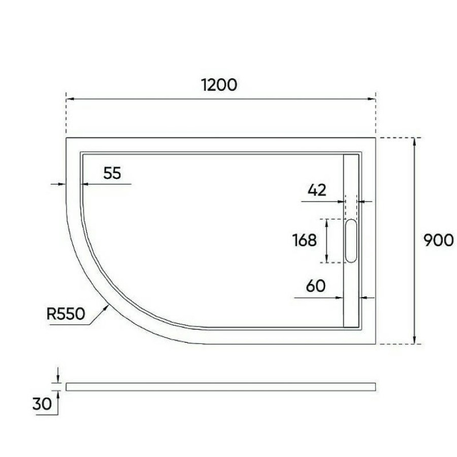 Душевой поддон из искусственного камня Veconi Tezeo 120x90 R TZ06R-12090A-01-19C3 Белый