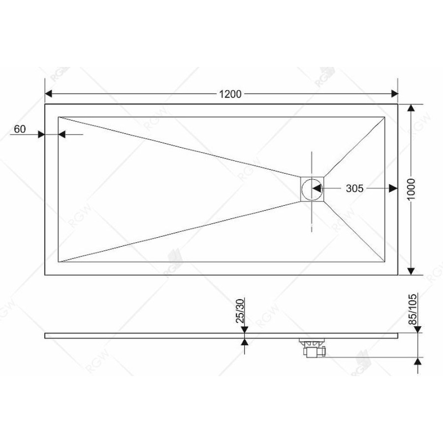 Душевой поддон из искусственного камня RGW Stone Tray ST-Tr 120x90 16152912-11 Терракот