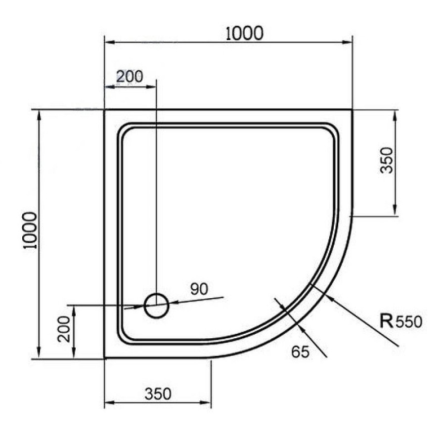 Душевой поддон из стеклокомпозита Cezares Tray SMC 100x100 TRAY-M-R-100-550-35-W Белый