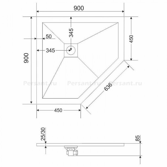 Душевой поддон из искусственного камня Grossman Strong 90x90 GR-S19090D Белый