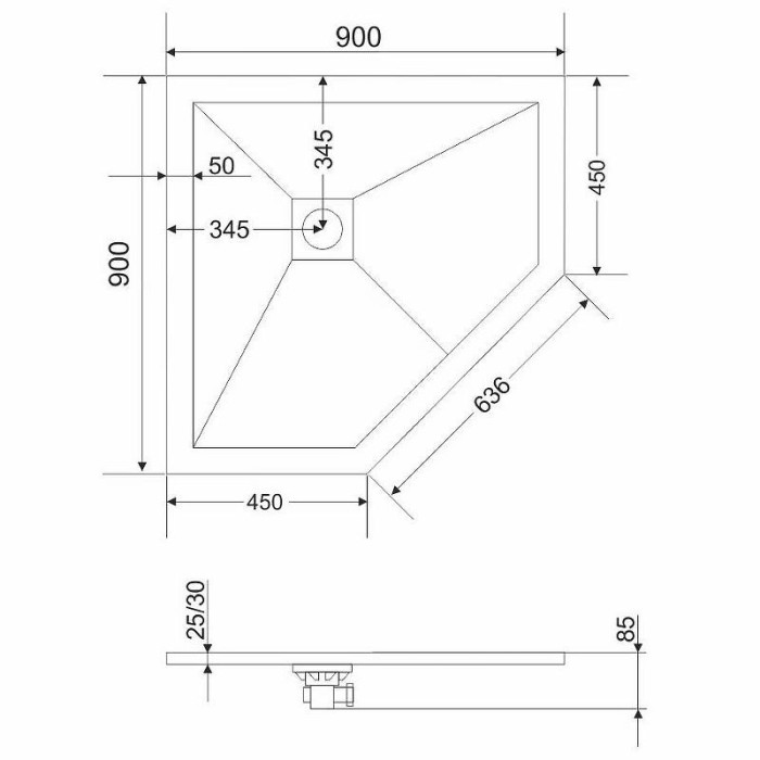 Душевой поддон из искусственного камня Grossman Strong 90x90 GR-S19090D Белый