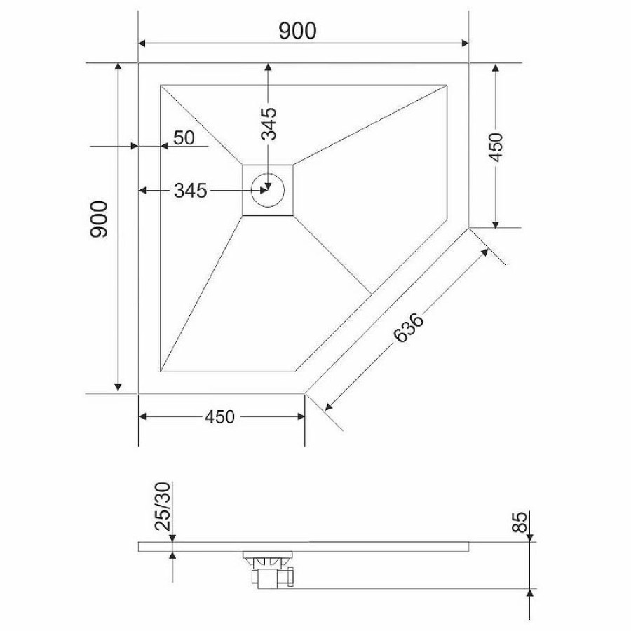 Душевой поддон из искусственного камня Grossman Strong 90x90 GR-S19090D Белый