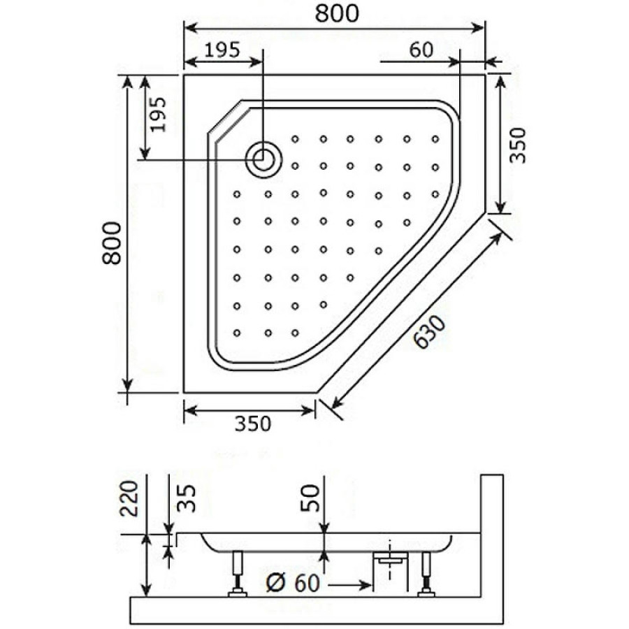 Акриловый поддон для душа RGW Acrylic Style-TR 80x80 16180588-11 Белый