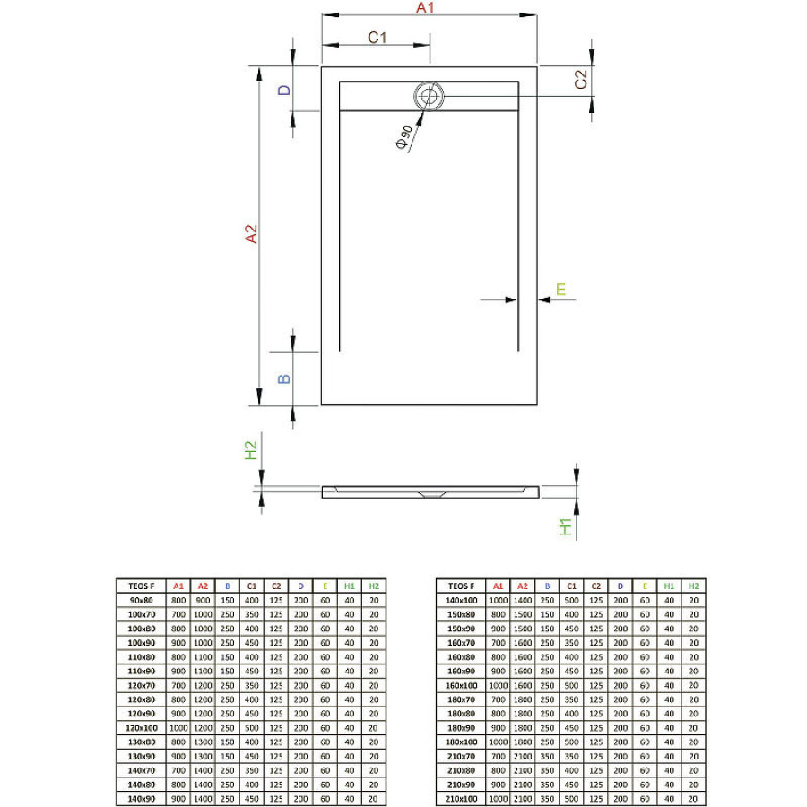 Душевой поддон из искусственного камня Radaway Teos F 120x90 HTF12090-64 Антрацит