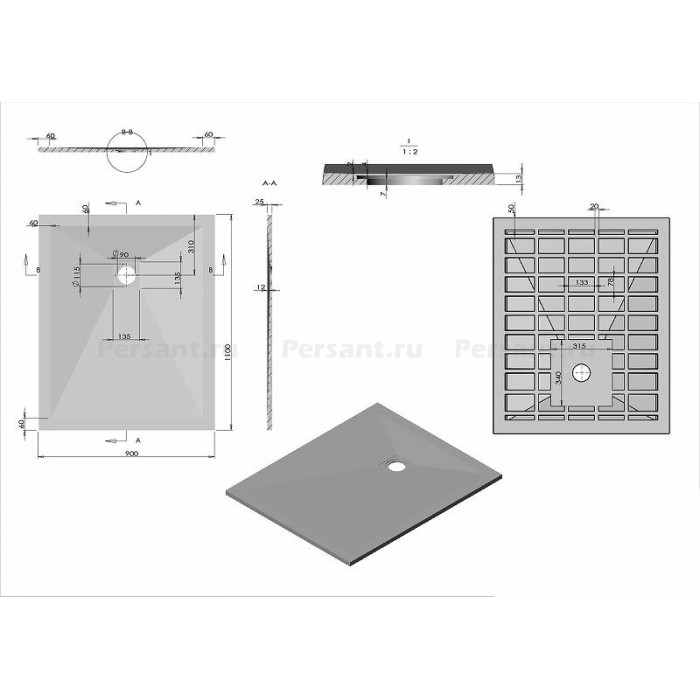 Душевой поддон из искусственного камня Vincea 110x90 VST-4SR9011W Белый матовый