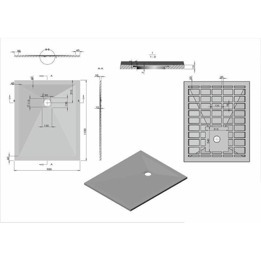 Душевой поддон из искусственного камня Vincea 110x90 VST-4SR9011W+Vsph-D132 Белый матовый