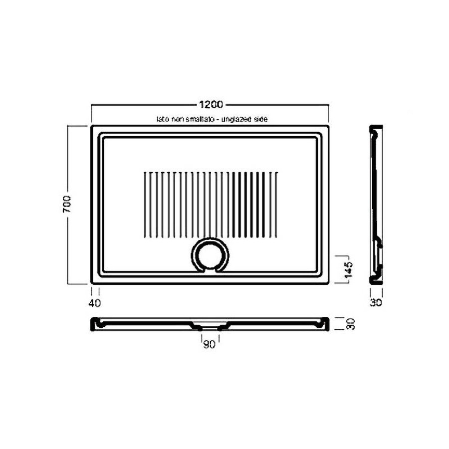 Керамический поддон для душа Hatria Lif H3 120x70 Y1ZZ01 Белый