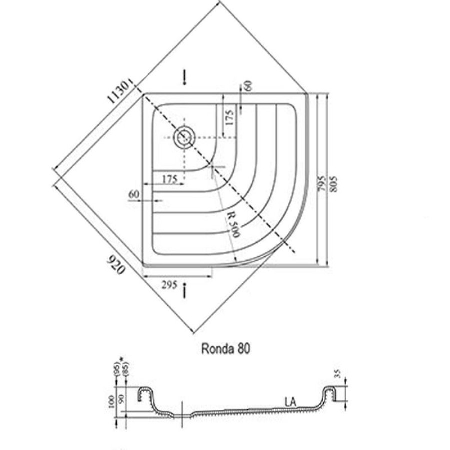 Акриловый поддон для душа Ravak Ronda 80х80 LA A214001220 Белый