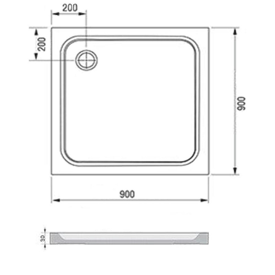 Душевой поддон из искусственного камня Ravak Perseus Pro Chrome 90х90 XA047701010 Белый