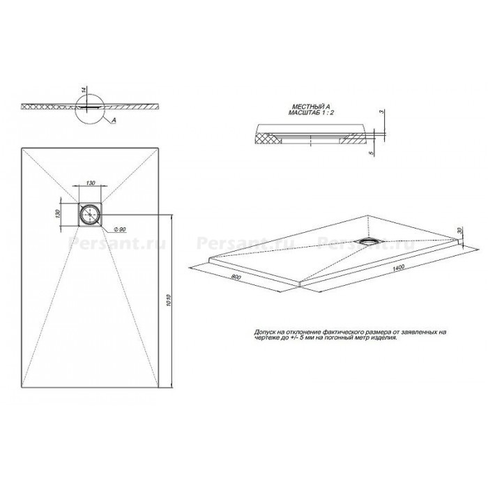 Душевой поддон из искусственного камня Allen Brau Priority 140x80 8.31008-AM Антрацит