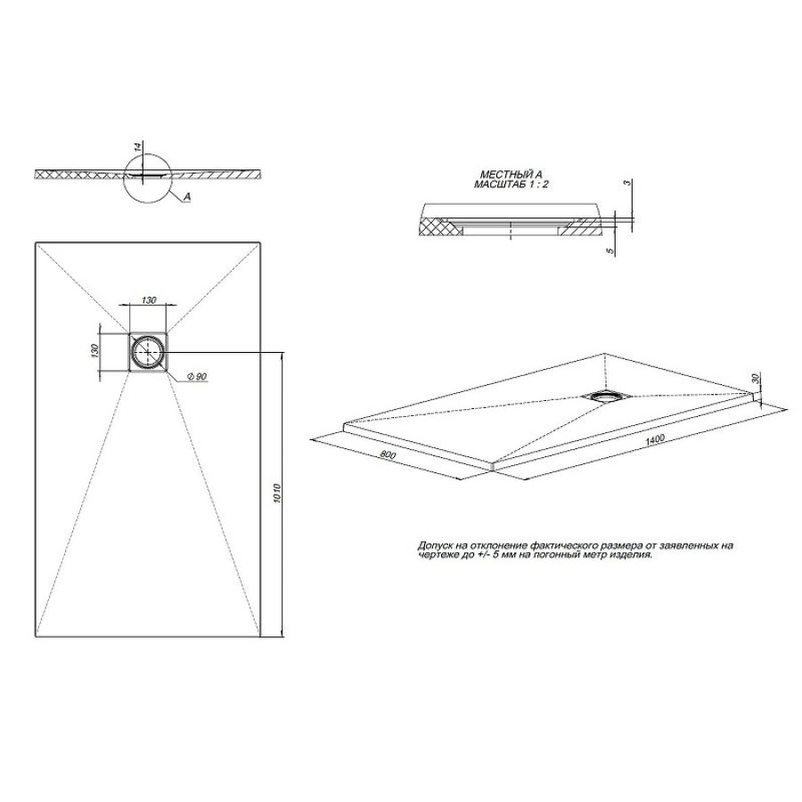 Душевой поддон из искусственного камня Allen Brau Priority 140x80 8.31008-AM Антрацит