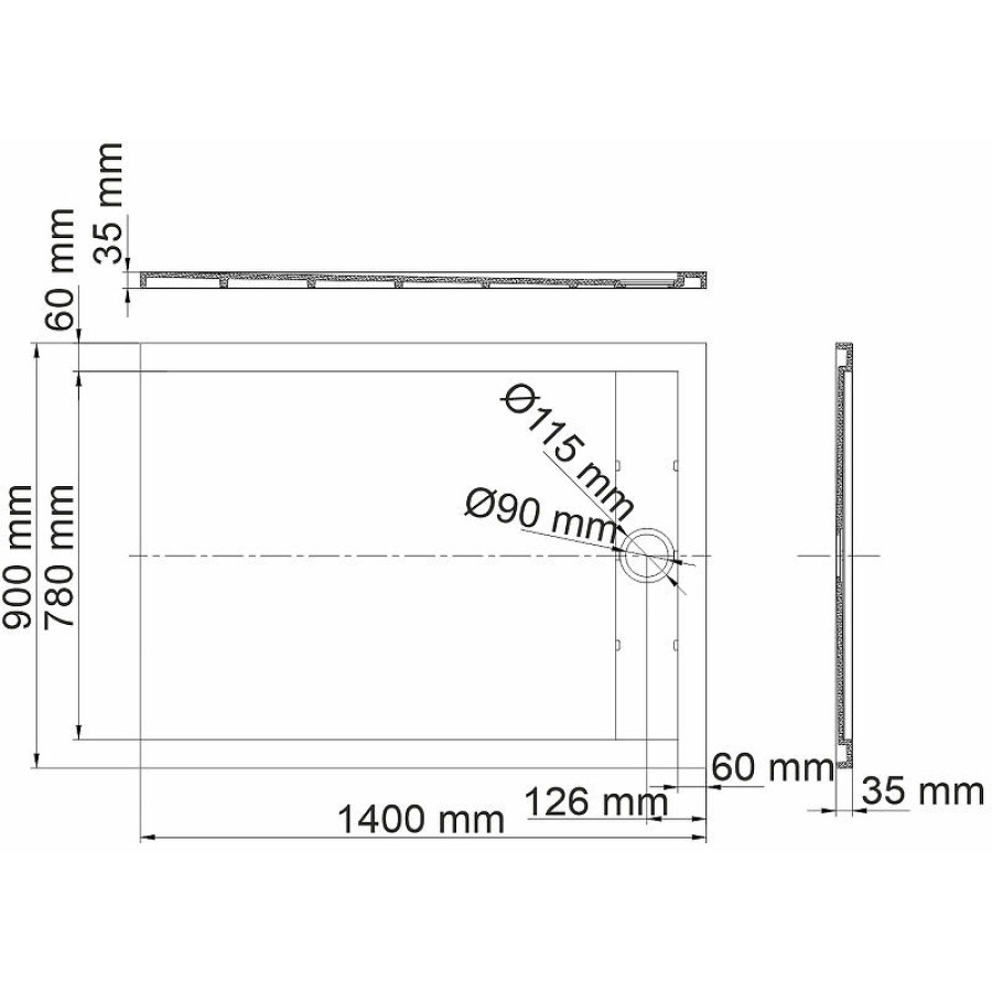 Душевой поддон из искусственного камня WasserKRAFT Abens 140x90 20T36 Черный матовый