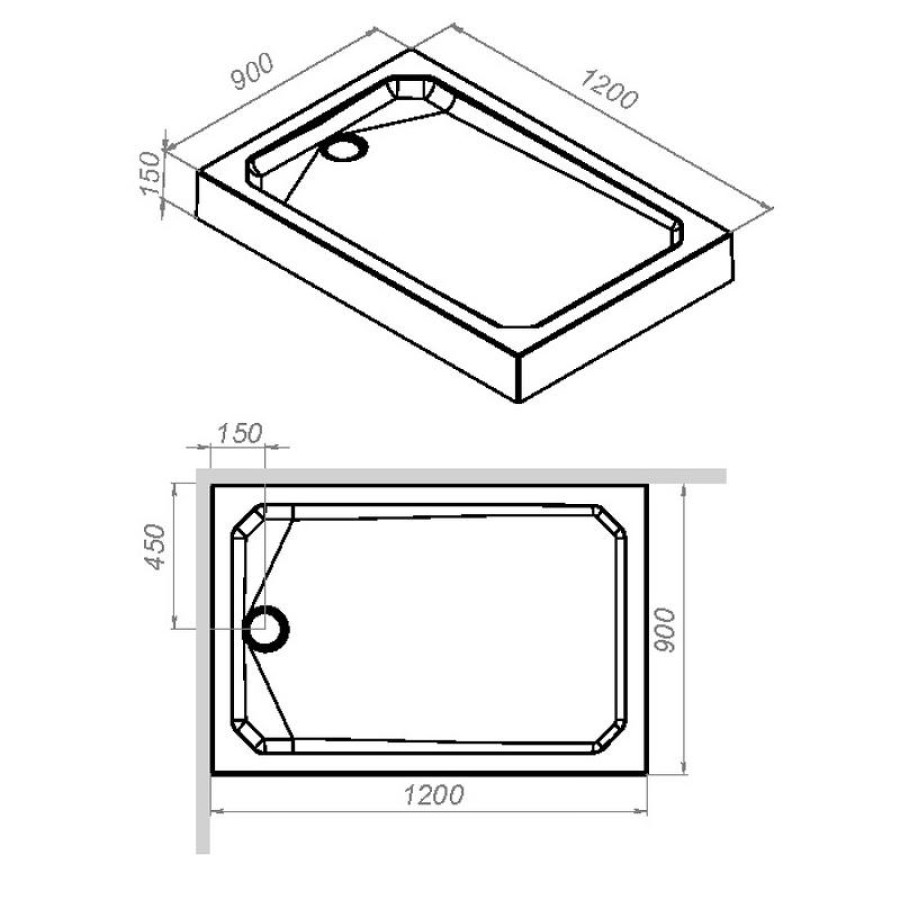 Акриловый поддон для душа AM.PM Gem 120х90 W90T-404-12090W Белый