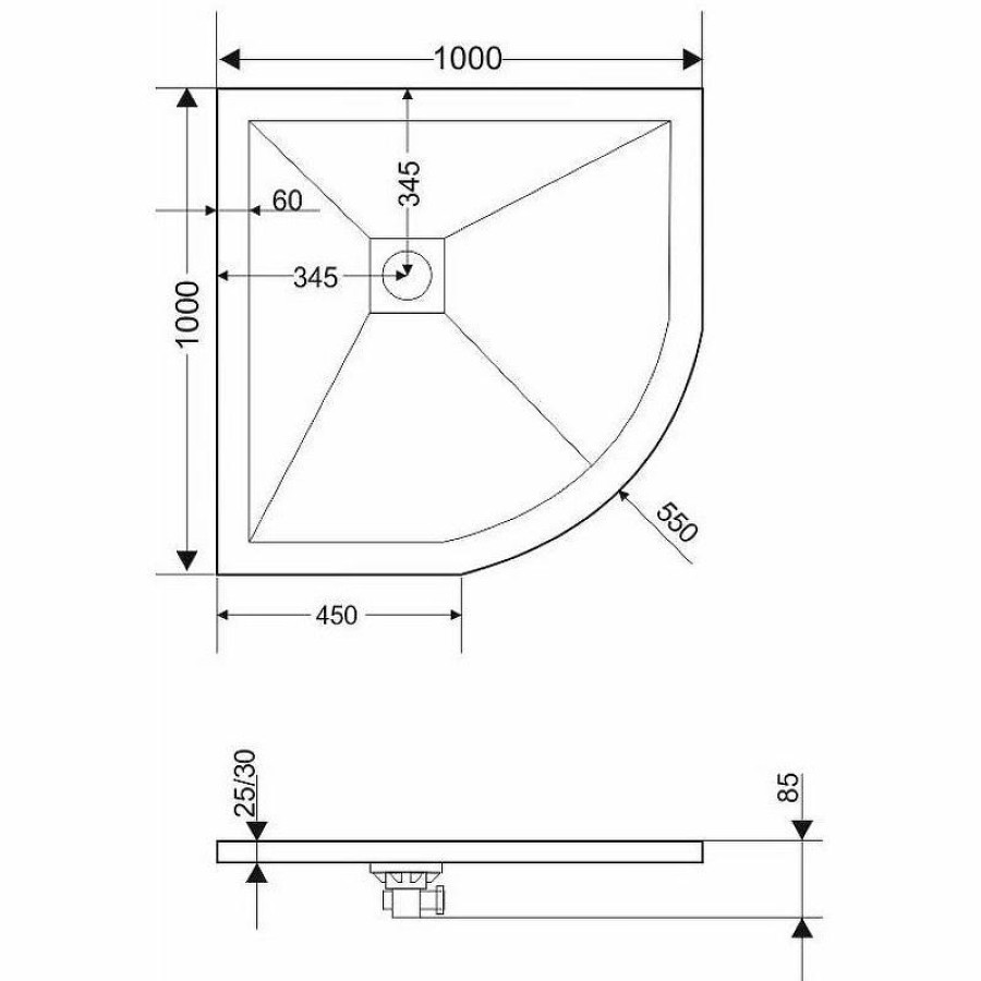 Душевой поддон из искусственного камня Grossman Strong 100x100 GR-S2100100 Графит