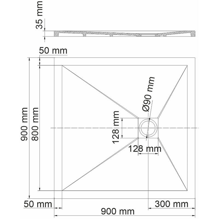 Душевой поддон из искусственного камня WasserKRAFT Dill 90x90 61T03 Черный матовый