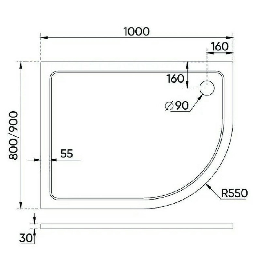 Душевой поддон из искусственного камня Veconi Tezeo 100x90 R TZ11R-10090A-01-19C3 Белый