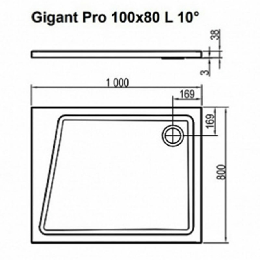 Душевой поддон из искусственного камня Ravak 10° Gigant Pro 100x80 XA05A40101L Белый