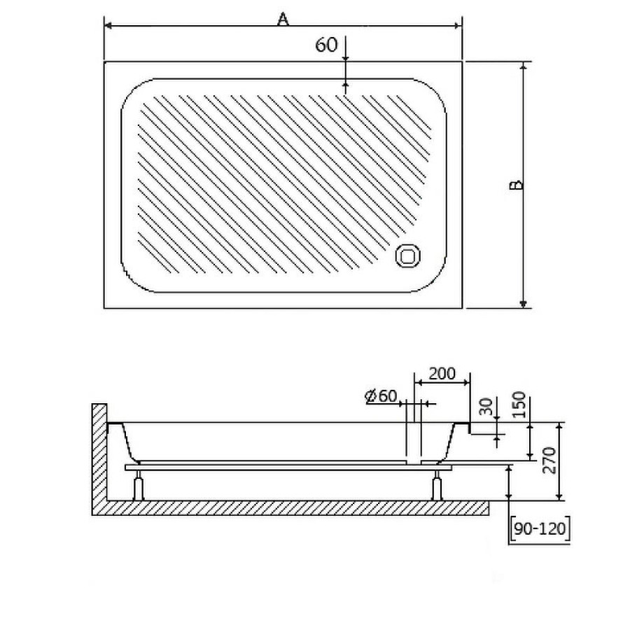 Акриловый поддон для душа RGW Acrylic B/CL-S-A 120x80 16180282-51-A Белый