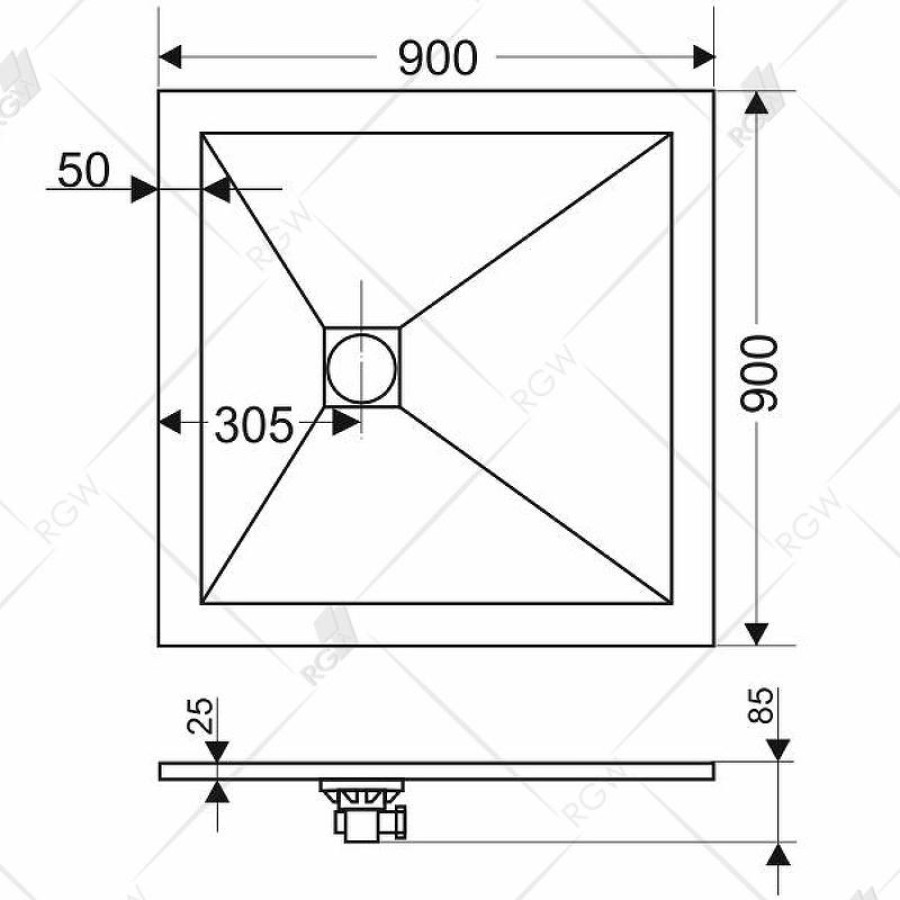 Душевой поддон из искусственного камня RGW Stone Tray ST-0099Be 90x90 16152099-03 Бежевый