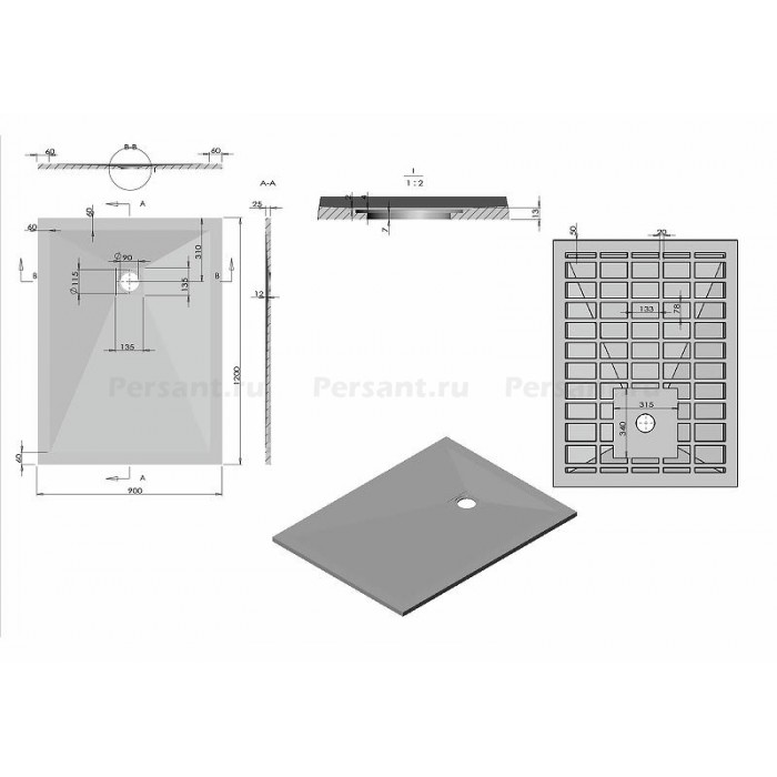 Душевой поддон из искусственного камня Vincea 120x90 VST-4SR9012W Белый матовый