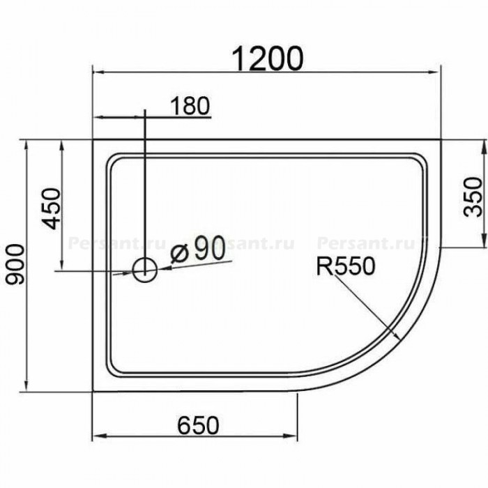 Акриловый поддон для душа Cezares Tray 120x90 R TRAY-A-RH-120/90-550-15-W-R Белый