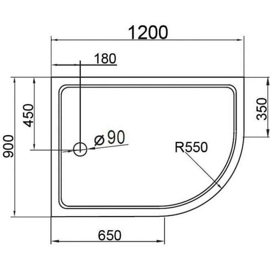 Акриловый поддон для душа Cezares Tray A 120x90 R TRAY-A-RH-120/90-550-15-W-R Белый