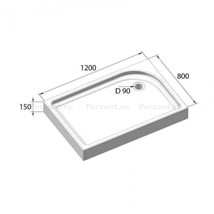 Акриловый поддон для душа BelBagno Tray 120x80 R TRAY-BB-AH-120/80-15-W-R
