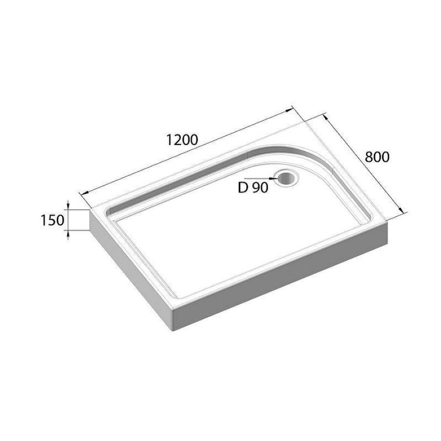 Акриловый поддон для душа BelBagno Tray 120x80 R TRAY-BB-AH-120/80-15-W-R Белый