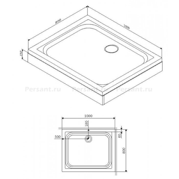 Акриловый поддон для душа AM.PM Gem 100x80 W90T-404-100280W Белый
