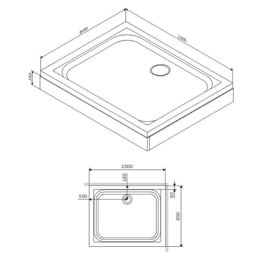 Акриловый поддон для душа AM.PM Gem 100x80 W90T-404-100280W Белый