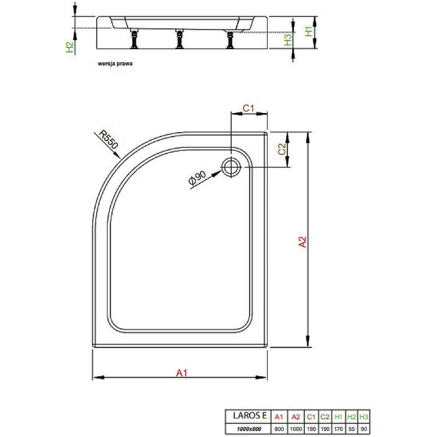 Акриловый поддон для душа Radaway Laros E Compact 100x80 R SLE81017-01R Белый