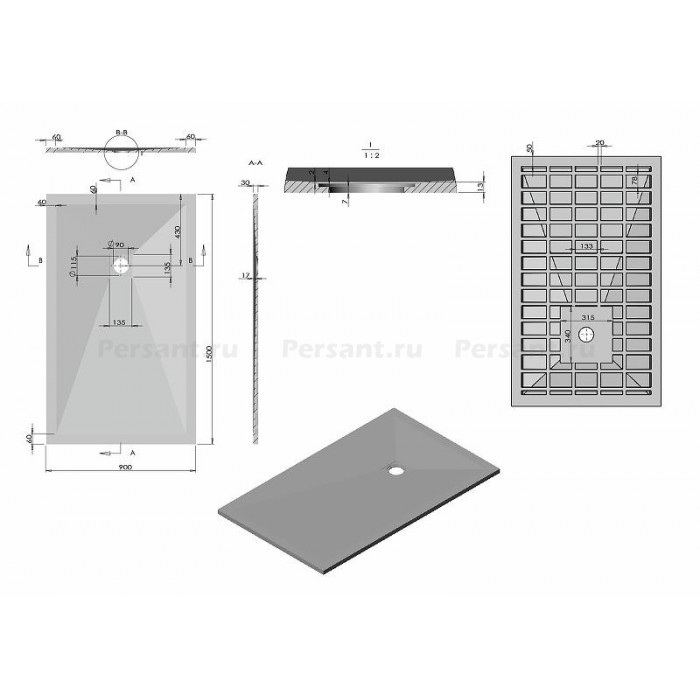 Душевой поддон из искусственного камня Vincea 150x90 VST-4SR9015W Белый матовый