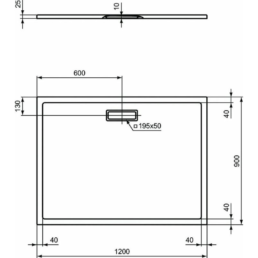 Акриловый поддон для душа Ideal Standard Ultraflat New 120х90 T448301 Белый