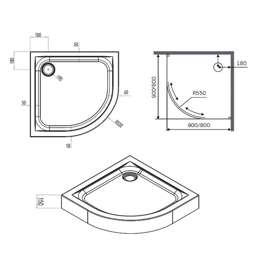 Акриловый поддон для душа AM.PM X-Joy 90x90 W88T-205-090W Белый