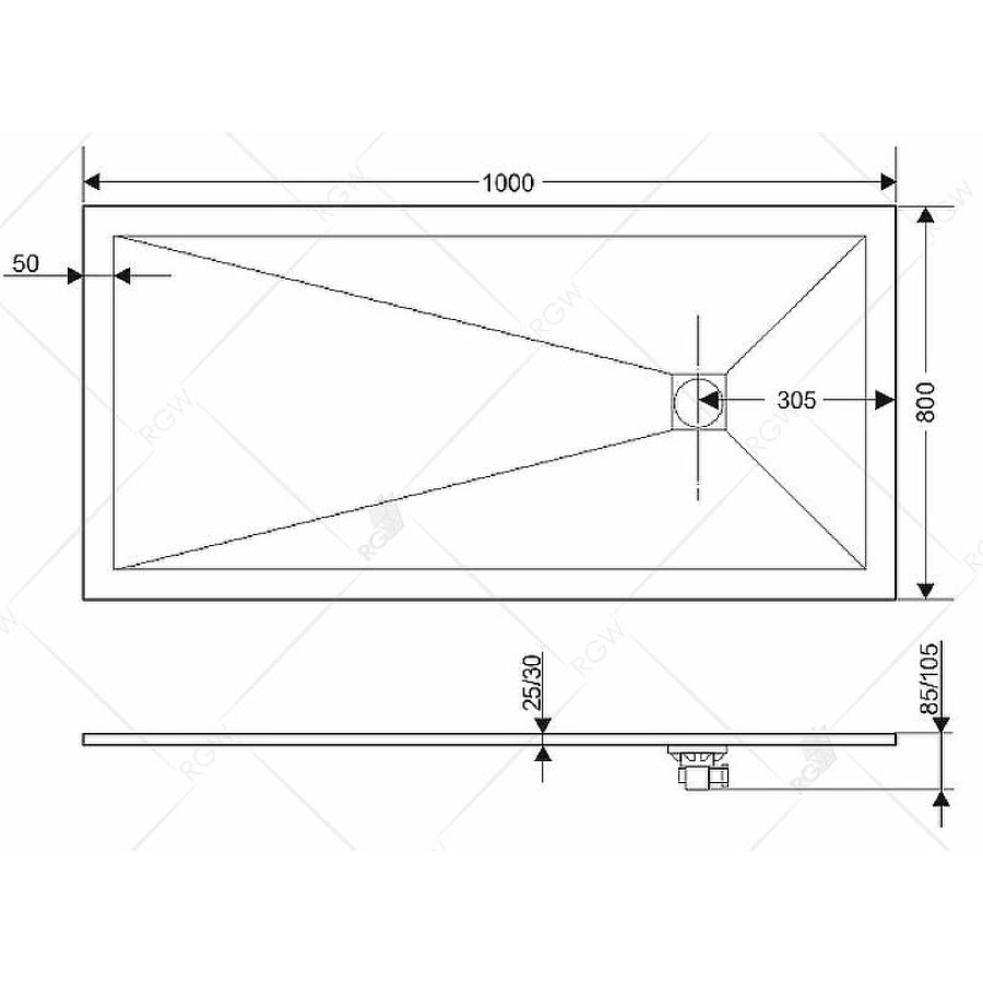 Душевой поддон из искусственного камня RGW Stone Tray ST-Tr 100x80 16152810-11 Терракот