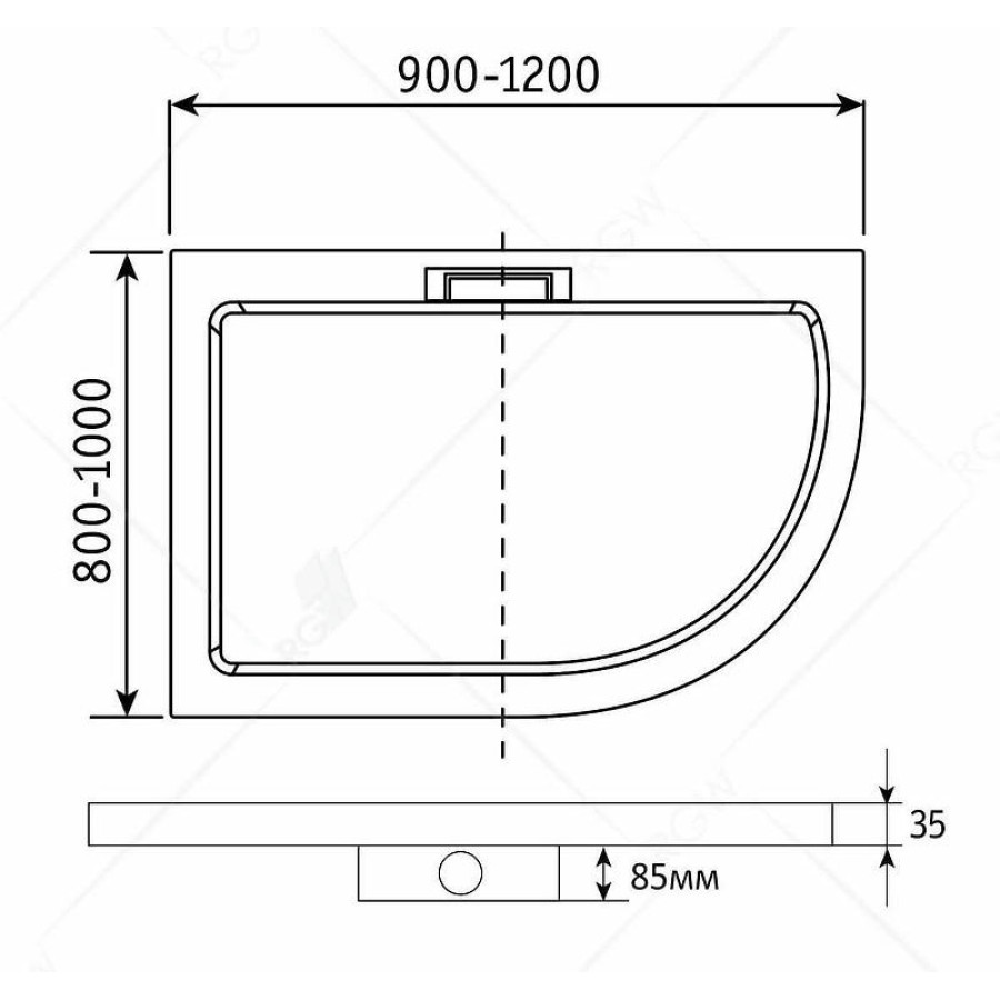 Душевой поддон из искусственного камня RGW GWS-41L 100х80 03150480-01L Белый