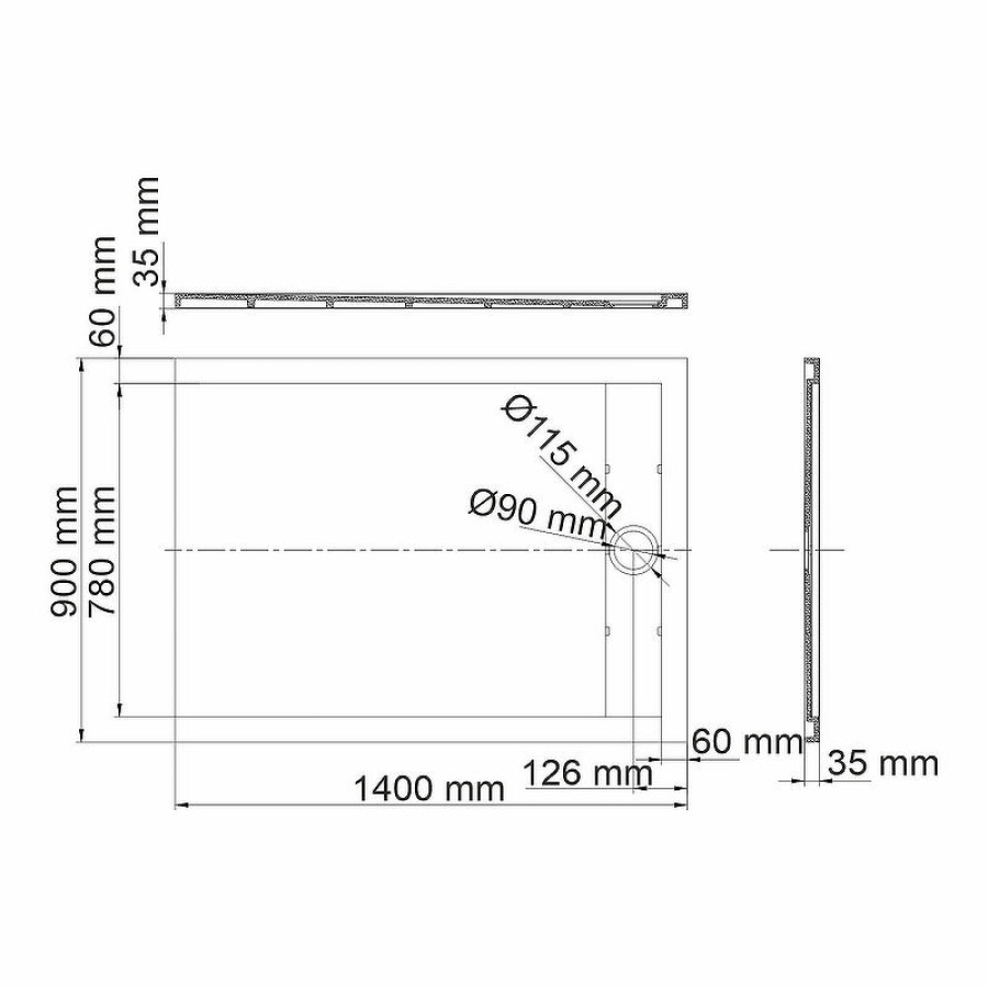 Душевой поддон из искусственного камня WasserKRAFT Wiese 140x90 84T36 Серый матовый