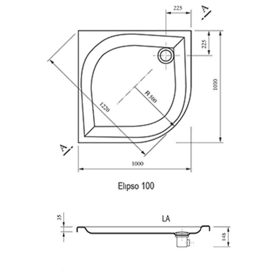 Акриловый поддон для душа Ravak Galaxy Elipso LA 100х100 A22AA01210 Белый