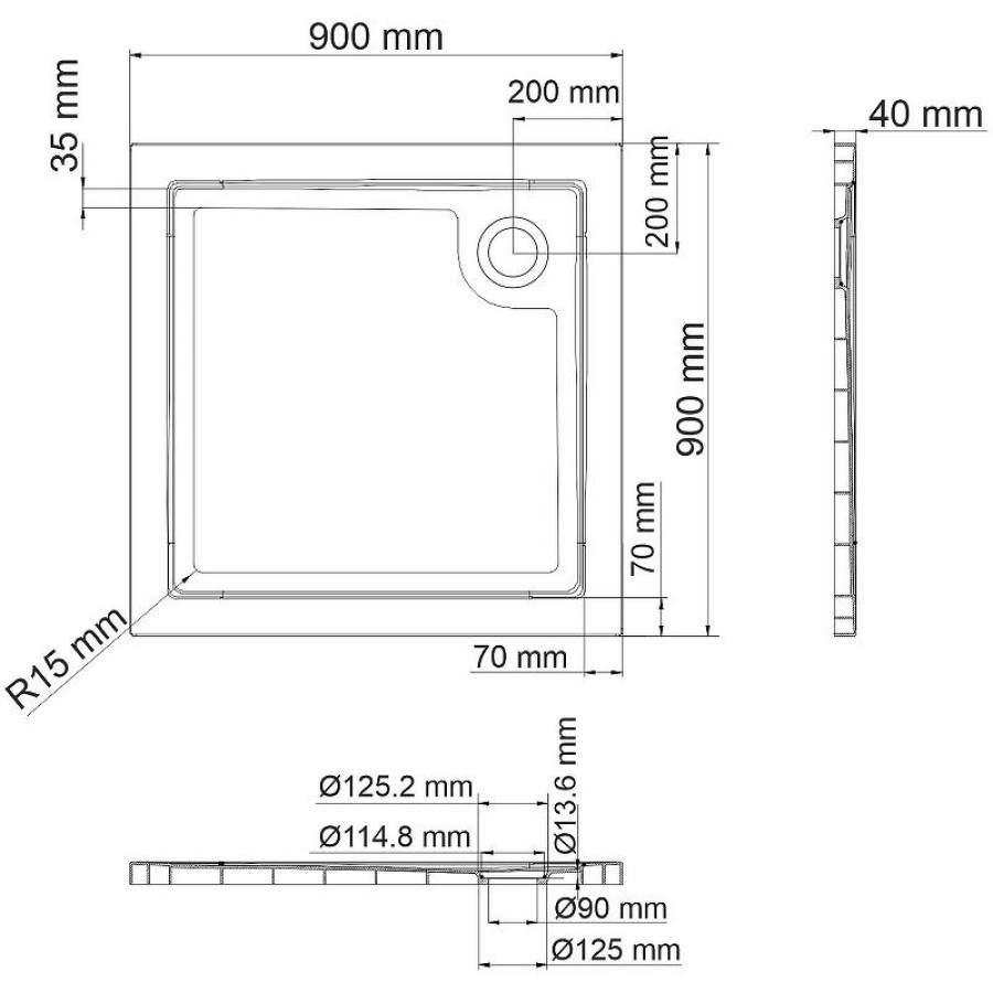 Душевой поддон из стеклопластика WasserKRAFT Salm 90x90 27T03 Белый глянец