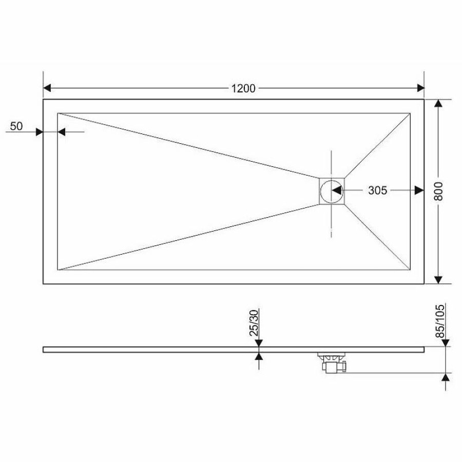 Душевой поддон из искусственного камня Grossman Strong 80x120 GR-S280120Q Графит