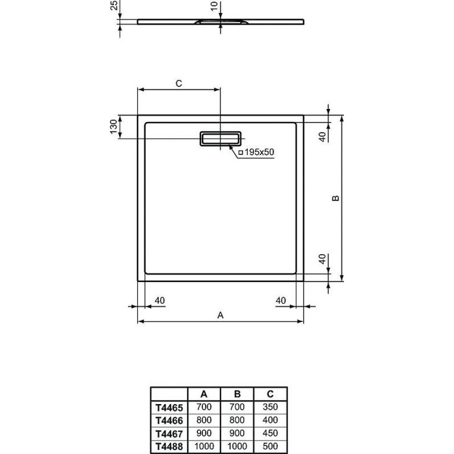 Акриловый поддон для душа Ideal Standard Ultraflat New 80х80 T446601 Белый