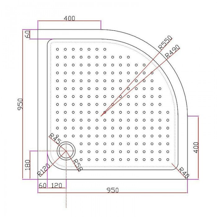 Акриловый поддон для душа Cezares Tray 95х95 TRAY-A-R-95-550-15-W Белый