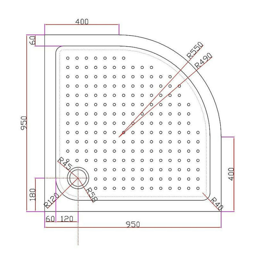 Акриловый поддон для душа Cezares Tray A 95х95 TRAY-A-R-95-550-15-W Белый