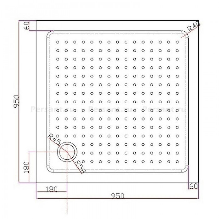 Акриловый поддон для душа Cezares Tray 95х95 TRAY-A-A-95-15-W Белый