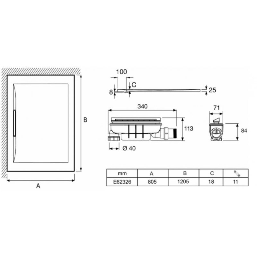 Душевой поддон из материала Flight Jacob Delafon Flight Pure 120x80 E62326-00 Белый глянец