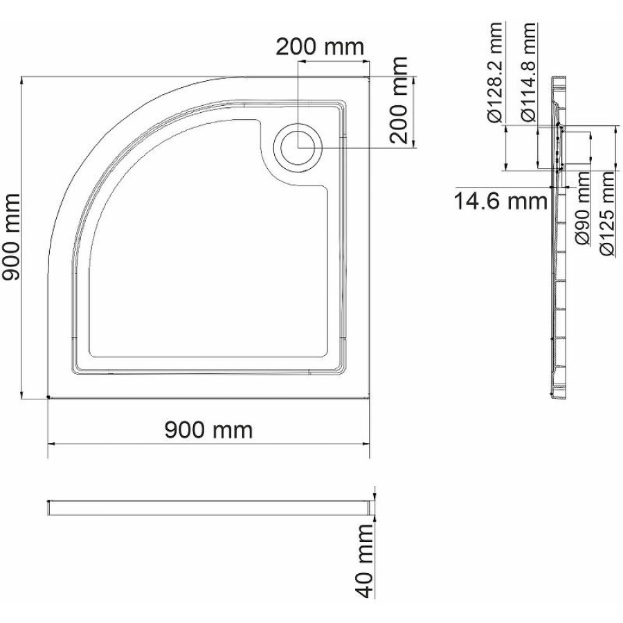 Душевой поддон из стеклопластика WasserKRAFT Salm 90x90 27T01 Белый глянец