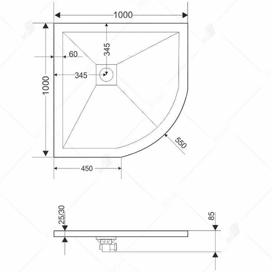 Душевой поддон из искусственного камня RGW Stone Tray ST/R-0100W 100x100 16153100-01 Белый