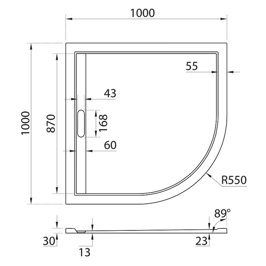 Душевой поддон из искусственного камня Cezares Tray AS 100х100 TRAY-AS-R-100-30-W Белый