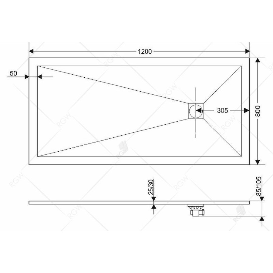 Душевой поддон из искусственного камня RGW Stone Tray ST-Tr 120x80 16152812-11 Терракот