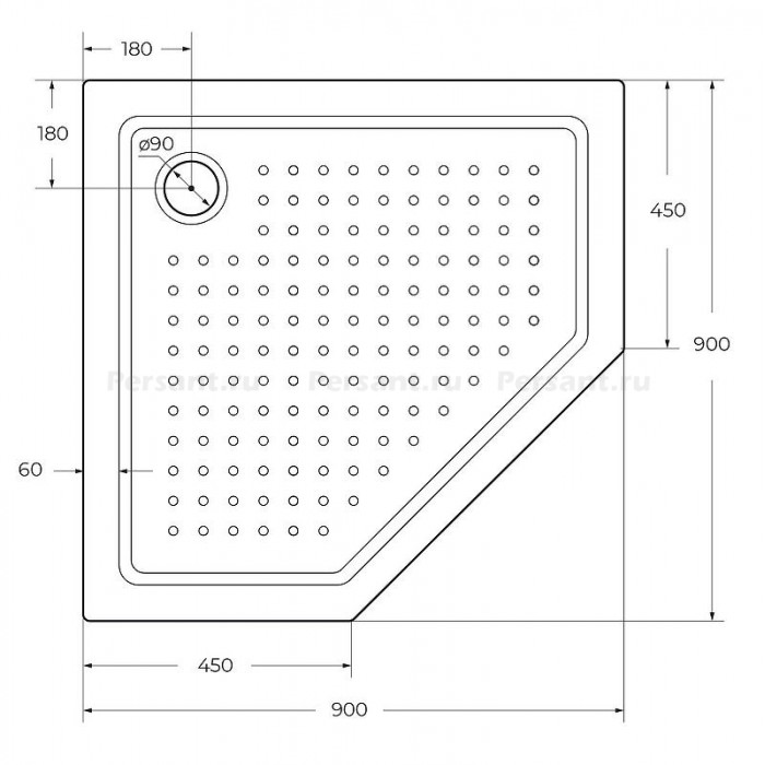 Акриловый поддон для душа Cezares Tray 90х90 TRAY-A-P-90-15-W0 Белый